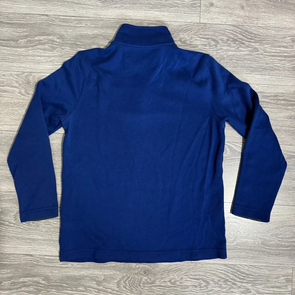 Banana Republic Men Blue Elegant High‎ Neck 1/4-Zip Pullover with Gray Accents L